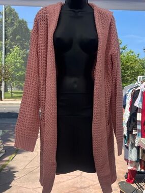 rave Rose Open-Front Waffle Knit Cardigan